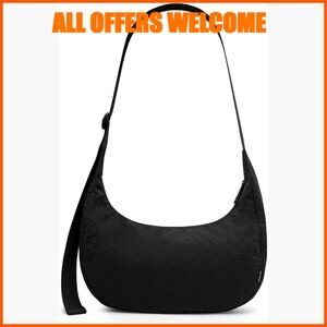Nylon Crossbody Hobo Bag with Adjustable Strap and Inner Pockets